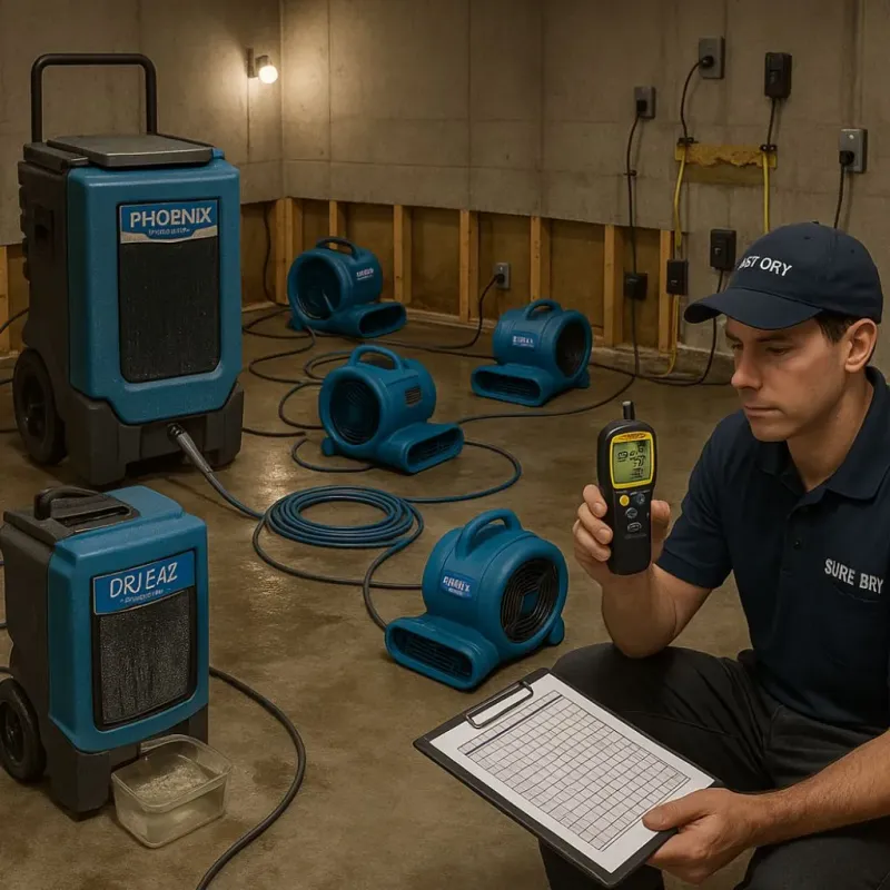 Structural Drying and Dehumidification process in Baldwin Park, CA
